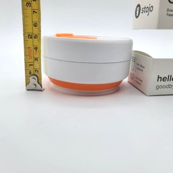 Lot of 4 Stojo Collapsible Cup 12 oz Orange White Portable Travel Tea Coffee NEW - Picture 7 of 10
